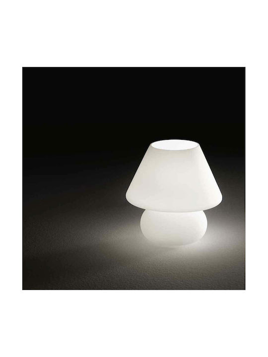 Ideal Lux Γυάλινο Πορτατίφ για Ντουί E27 με Λευκό Καπέλο και Βάση