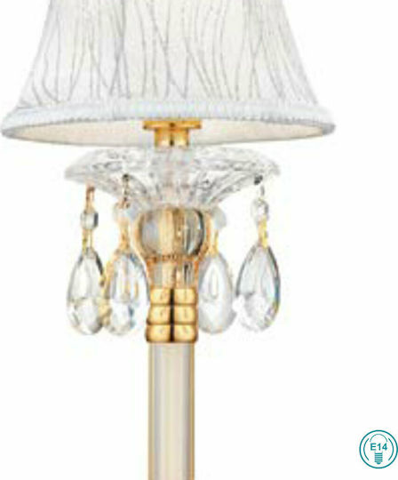 Fan Europe Monet Crystal Table Lamp for Socket E14 with White Shade and Gold Base