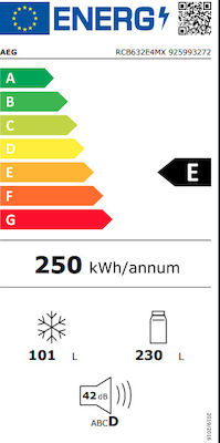AEG RCB632E4MX Ψυγειοκαταψύκτης 331lt Total NoFrost Υ186xΠ59.5xΒ65εκ. Inox