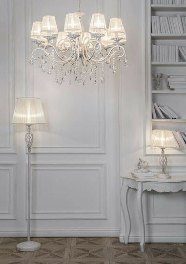 Maytoni Grace Metall Tischlampe für Fassung E14 mit Weiß Schirm und Basis