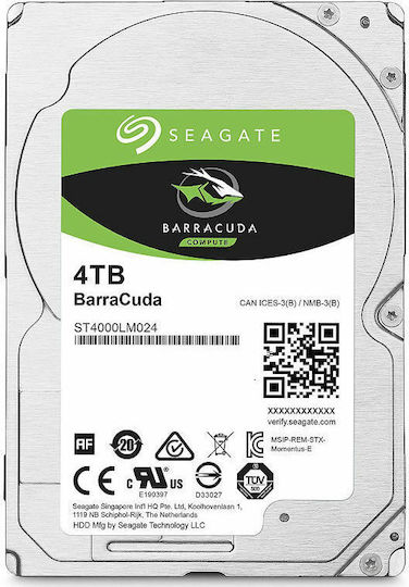 Seagate Barracuda 4TB HDD Σκληρός Δίσκος 2.5" SATA III 5400rpm με 128MB Cache για Desktop / Laptop ST4000LM024