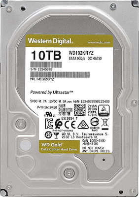 Western Digital Gold 10TB HDD Festplatte 3.5" SATA III 7200Umdrehungen pro Minute mit 256MB Cache für NAS / Server