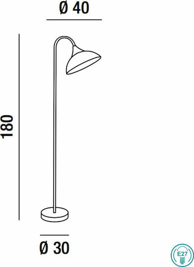 Perenz Floor Lamp H180xW30cm. with Socket for Bulb E27 Purple