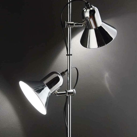 Ideal Lux Polly PT2 Vintage Floor Lamp Height 154x22cm with E27 Lamp Bulb Base Chrome