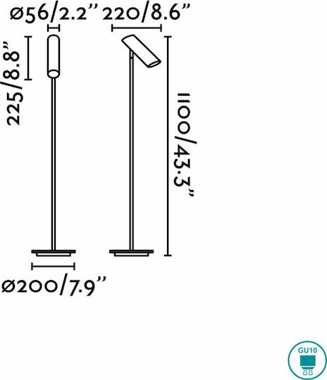 Faro Barcelona Link Stehleuchte H110xB22cm. mit Fassung für Lampe GU10 Weiß