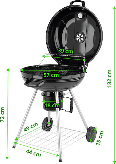 Lund Inox Grătar cu Cărbuni Cazan cu Capac și Termometru 54cmx54cm