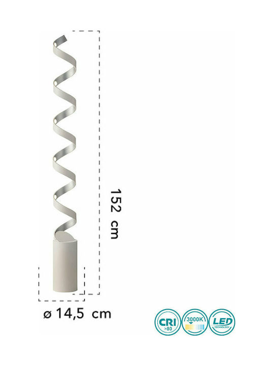 Fan Europe Helix-PT10C LED Floor Lamp H152xW14.5cm. with Warm White Light 1700lm White
