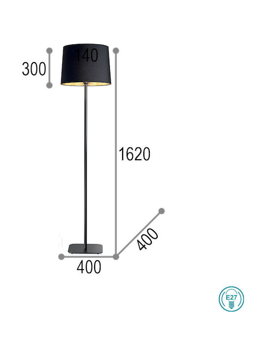 Ideal Lux Nordik PT1 Floor Lamp H162xW40cm. with Socket for Bulb E27 Black