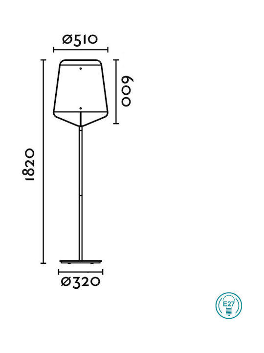 Faro Barcelona Stood Lampadăr De Podea H182xL51cm Cu Bază De Bec E27 Cireș