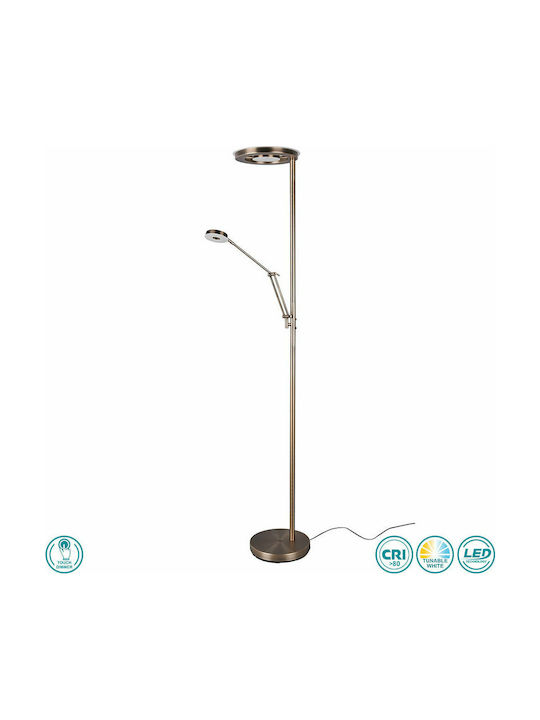 Trio Lighting Barrie Vintage LED Floor Lamp H181xW30cm. with Adjustable White Light 4000lm Bronze