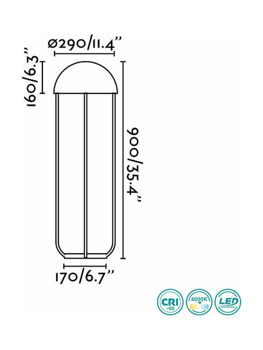 Faro Barcelona Jellyfish Floor Lamp H90xW29cm. with Socket for Bulb E27 Black
