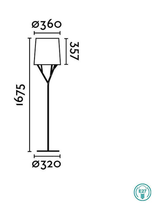 Faro Barcelona Tree Φωτιστικό Δαπέδου Υ167.5xΜ36εκ. με Ντουί για Λαμπτήρα E27 Μαύρο