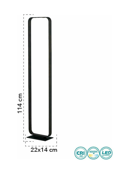 Fan Europe Moka PT LED Floor Lamp H114xW22cm. with Natural White Light 1120lm Black