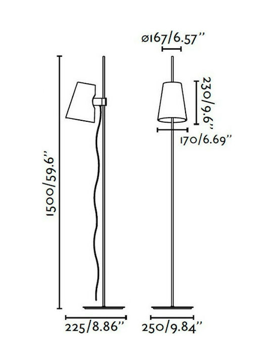 Faro Barcelona Lupe Φωτιστικό Δαπέδου Υ150xΜ25εκ. με Ντουί για Λαμπτήρα E27 Λευκό