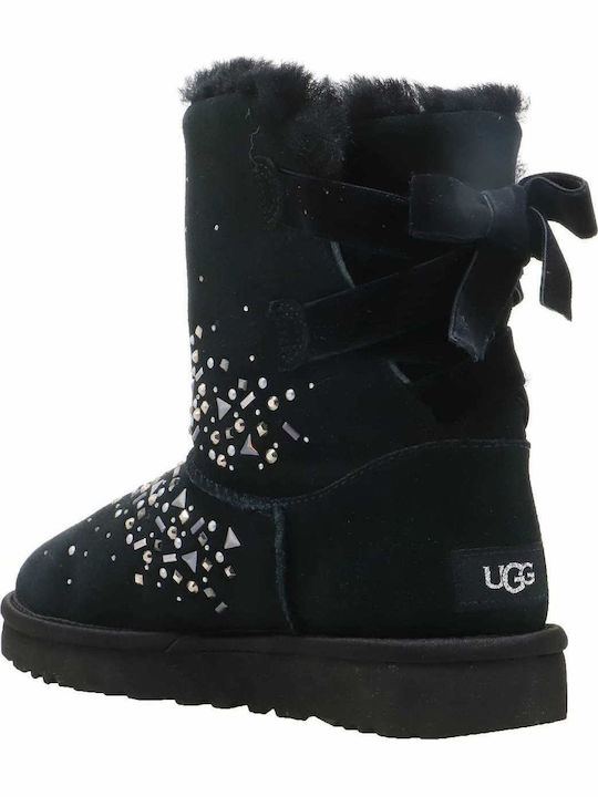 Ugg Australia Classic Galaxy Bling Short Suede Γυναικείες Μπότες με Γούνα Μαύρες