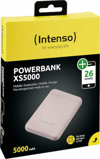 Intenso XS Power Bank 5000mAh με Θύρα USB-A και Θύρα USB-C Ροζ
