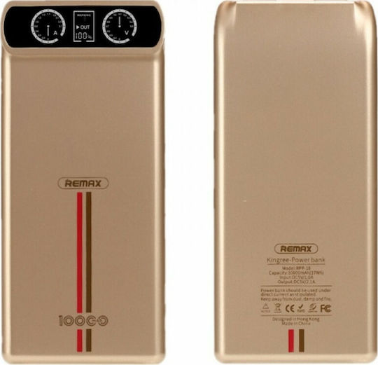 Remax Kincree RPP-18 Power Bank 10000mAh 60W με 2 Θύρες USB-A Χρυσό
