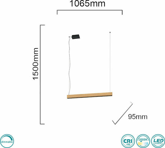 Eglo Termini 1 Commercial Linear LED Ceiling Light Warm White IP20 Dimmable 106.5cm