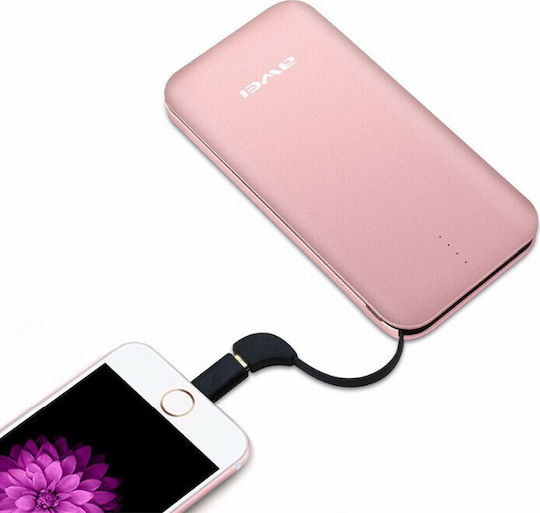 Awei P20K Power Bank 8000mAh με Θύρα USB-A Ροζ Χρυσό