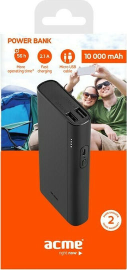 Acme PB101 Power Bank 10000mAh mit 2 USB-A Anschlüssen Schwarz