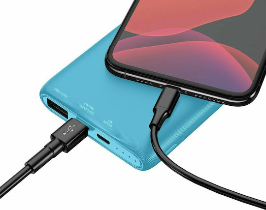 Baseus Bipow Power Bank 10000mAh 18W cu 3 Porturi USB-A și Port USB-C Încărcare rapidă 3.0 Albastru