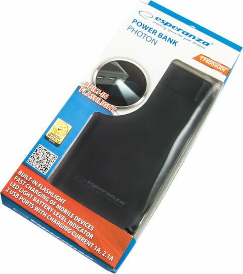 Esperanza EMP120 Power Bank 17400mAh с 2 USB-A порта Черен