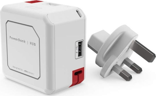 Allocacoc PowerUSB Hub 5000mAh με 4 Θύρες USB-A Λευκό