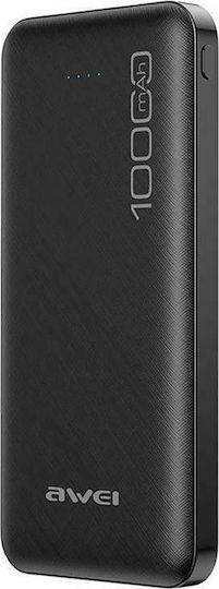 Awei P28K Power Bank 10000mAh with 2 USB-A Ports Black