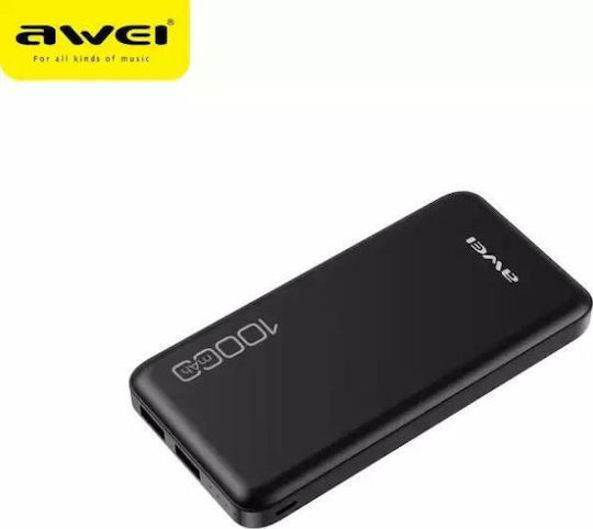Awei P28K Power Bank 10000mAh with 2 USB-A Ports Black