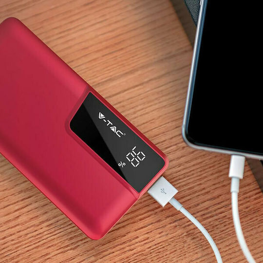 V-TAC VT-3511 Power Bank 10000mAh с USB-A порт Червен