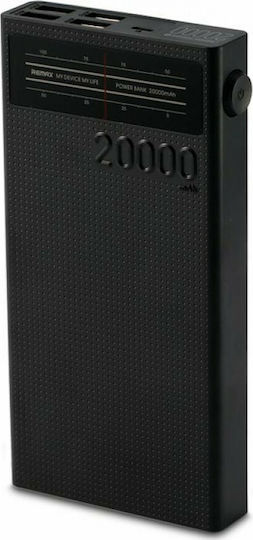 Remax RPP-102 Power Bank 20000mAh με 4 Θύρες USB-A Μαύρο