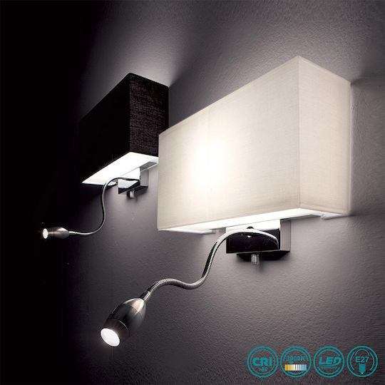 Ideal Lux Led Hotel AP2 Μοντέρνο Φωτιστικό Τοίχου με Ντουί E27 και Διακόπτη Λευκό 32x22.5x11εκ.