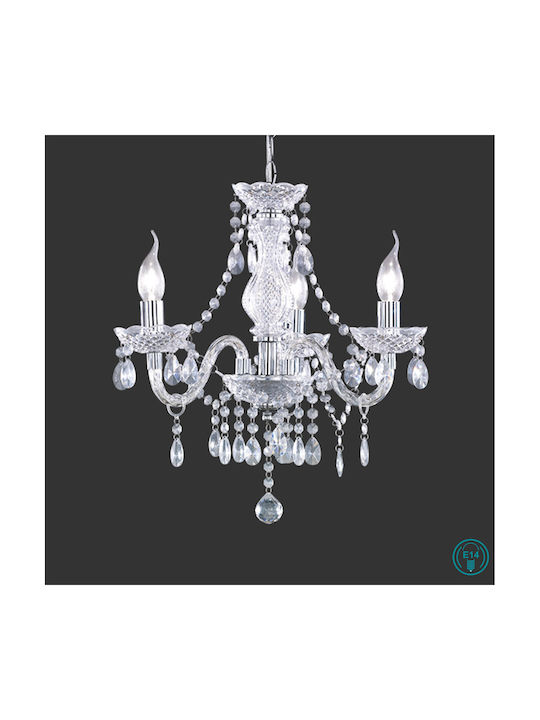 Trio Lighting Luster Полилей 3xE14 с Свещи Прозрачен R11073000