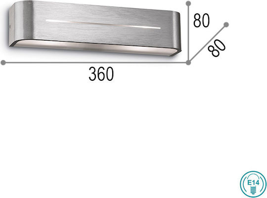 Ideal Lux Posta AP2 Modern Lamp Wall with Socket E14 Silver 36x8x8cm