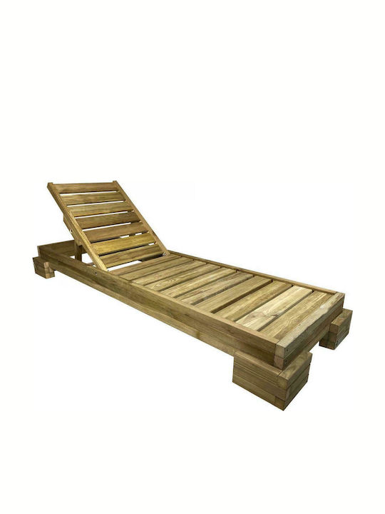 Deckchair Wooden Beige 200x68x14cm.