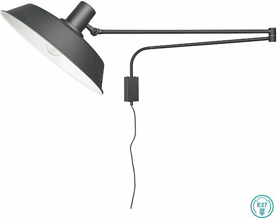 Trio Lighting Bolder Vintage Lamp Wall Socket with Socket E27 and Switch Black 35.5x29cm
