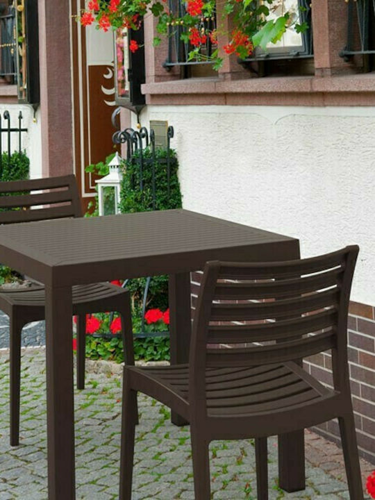 Ares Auxiliary Outdoor Free Standing Polypropylene Table Brown 80x80x75cm