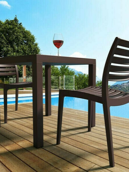 Ares Auxiliary Outdoor Free Standing Polypropylene Table Brown 80x80x75cm