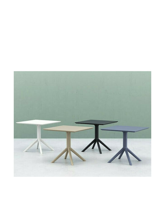 Sky Outdoor Dinner Free Standing Polypropylene Table Taupe 80x80x74cm