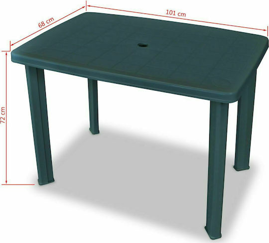 Outdoor Dinner Free Standing Plastic Table Green 101x68x72cm