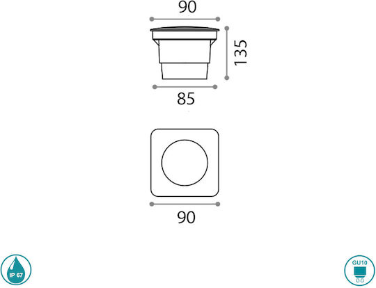 Ideal Lux Ceci Стенно Външно Спот Осветление GU10 IP67 9x9x13.5εκ.