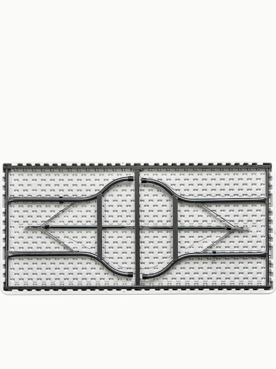 Plastic Masa Catering pentru spații exterioare Pliabil cu schelet metalic Alb 152x74.5x72buc