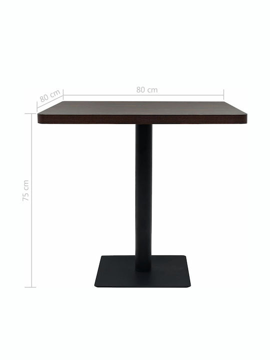 Square Table Tavern Wooden with Metal Frame Brown 80x80x75cm