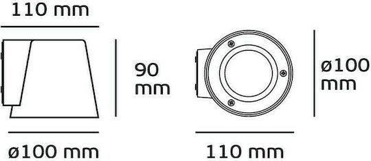 VK Lighting Wandmontiertes Außen-Spotlight GU10 IP54 11x10εκ.