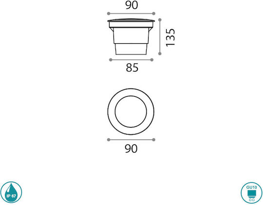 Ideal Lux Ceci Стенно Външно Спот Осветление GU10 IP67 9x13.5εκ.