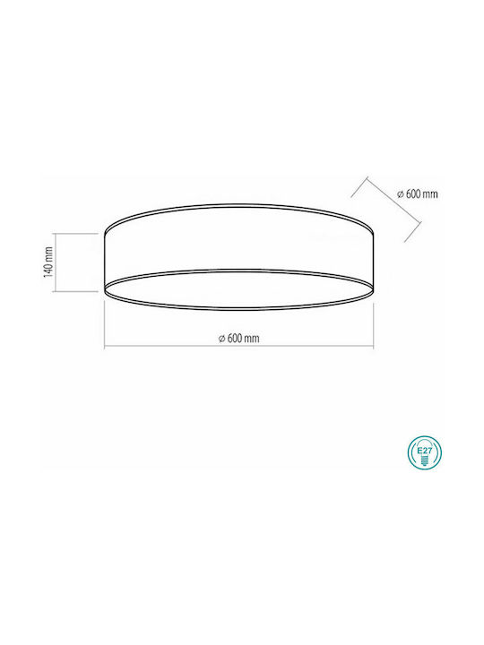 TK Lighting Caren Ceiling Mount Light 60cm Gray with Socket E27