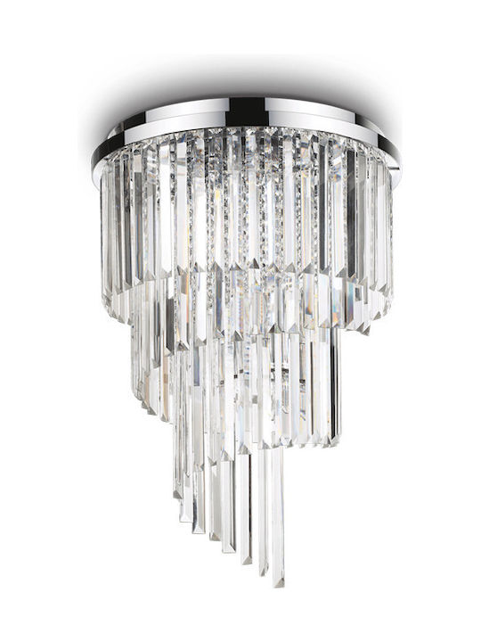 Ideal Lux Carlton Classic Ceiling Light with Socket E14 with Crystals 50pcs Silver