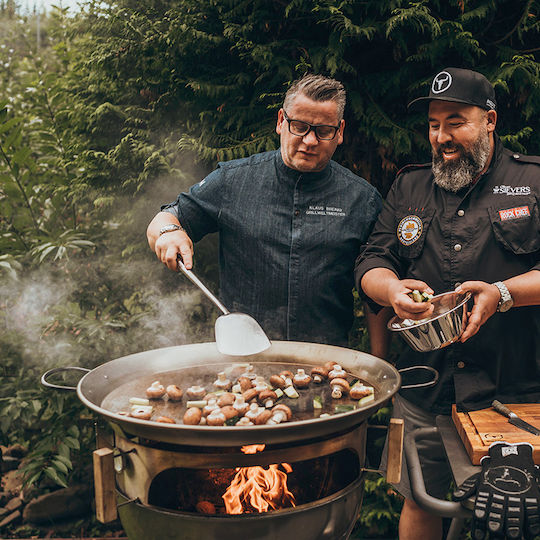 Moesta BBQ 10164 Σετ Τηγάνια Ψησταριάς XXL με Βάσεις για το Δαχτυλίδι Στήριξης