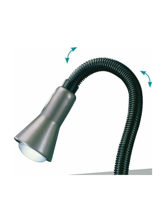 Trio Lighting Flexo Office Lamp with Flexible Arm for Socket E14 and Clip in Silver Color