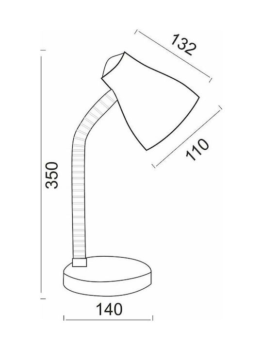 Aca Bürobeleuchtung mit flexiblem Arm für E27 Lampen in Gelb Farbe